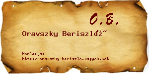 Oravszky Beriszló névjegykártya